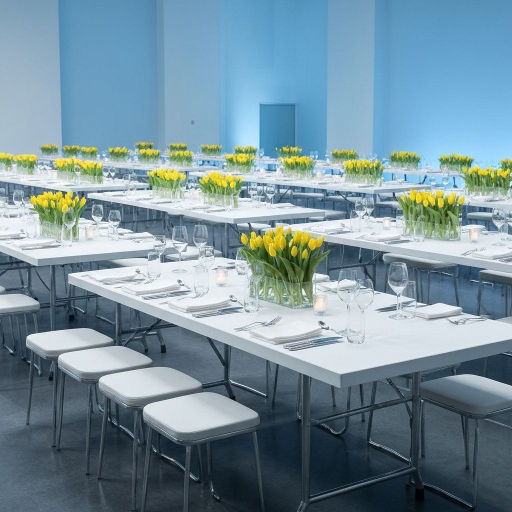 Evento com mesas dobráveis